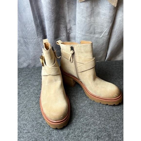 Sofft Jenine Women's 6 Brown Suede Pull-On Zip Casual Chunky Ankle Bootie Shoes - Picture 5 of 7